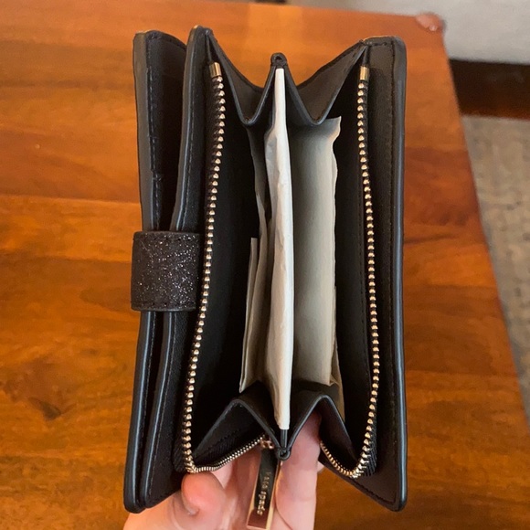 NIB- Kate Spade Lola glittery black medium bi-fold wallet - Picture 8 of 10